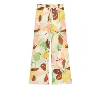 Zara Multicolor Floral Wide-Leg Pants